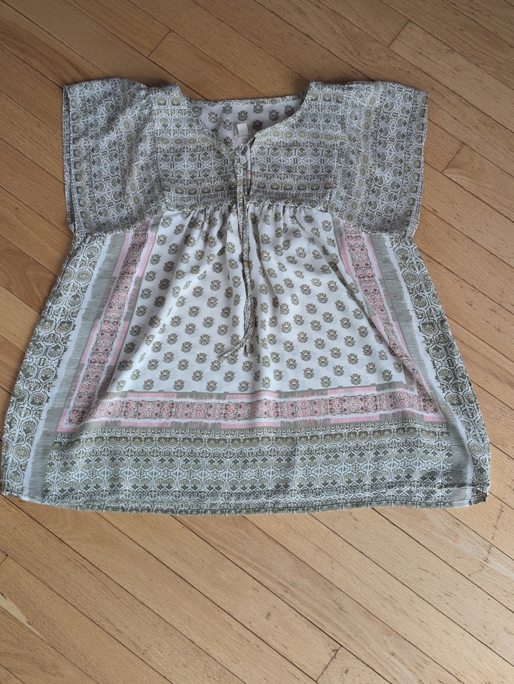 GAP Boho Floral Flutter Sleeve Blouse Peasant Top M